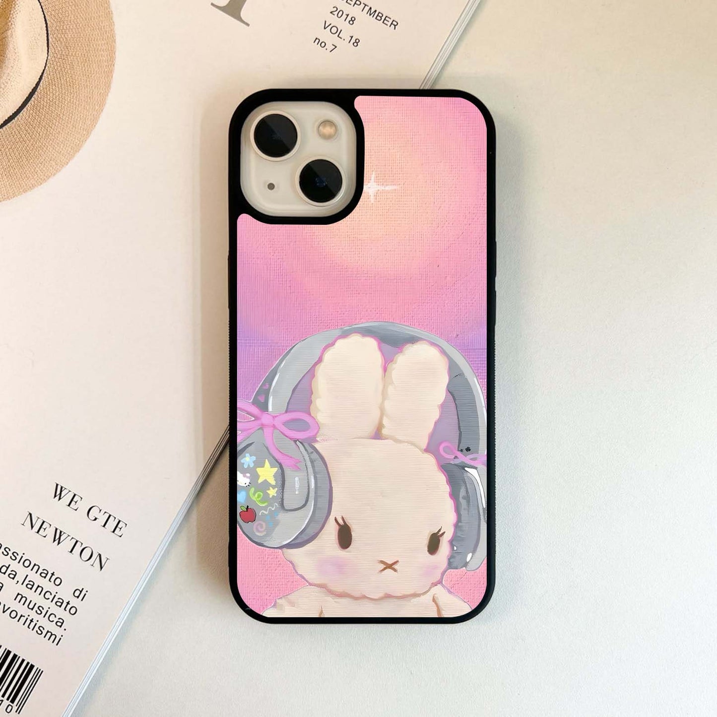 Bunny With Headphone Glass Case