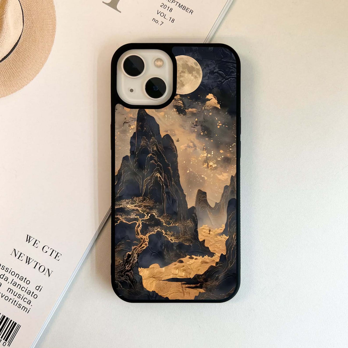 Majestic Golden Mountains Glass Case