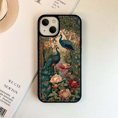 Peacock Garden Art Glass Case