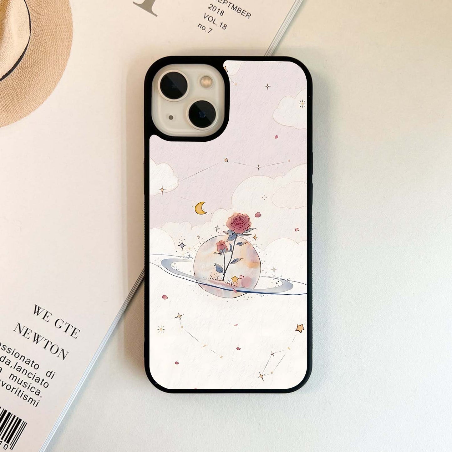 Moon With Rose Glass Case