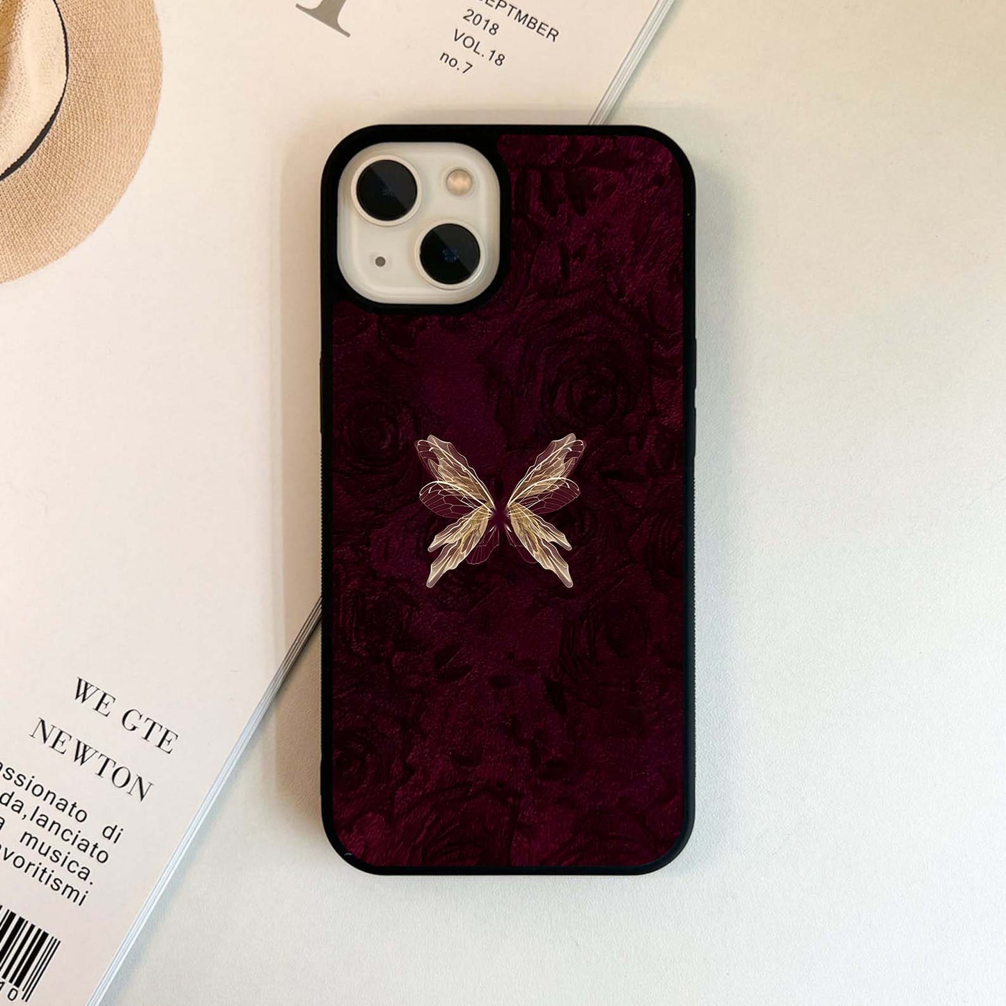 Crimson Fade Butterfly Glass Case