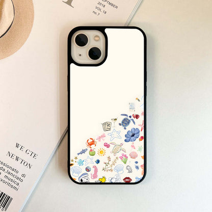 Cream with Random Stickers Glass Case