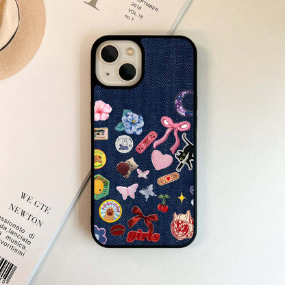 Embroidered Stickers Glass Case