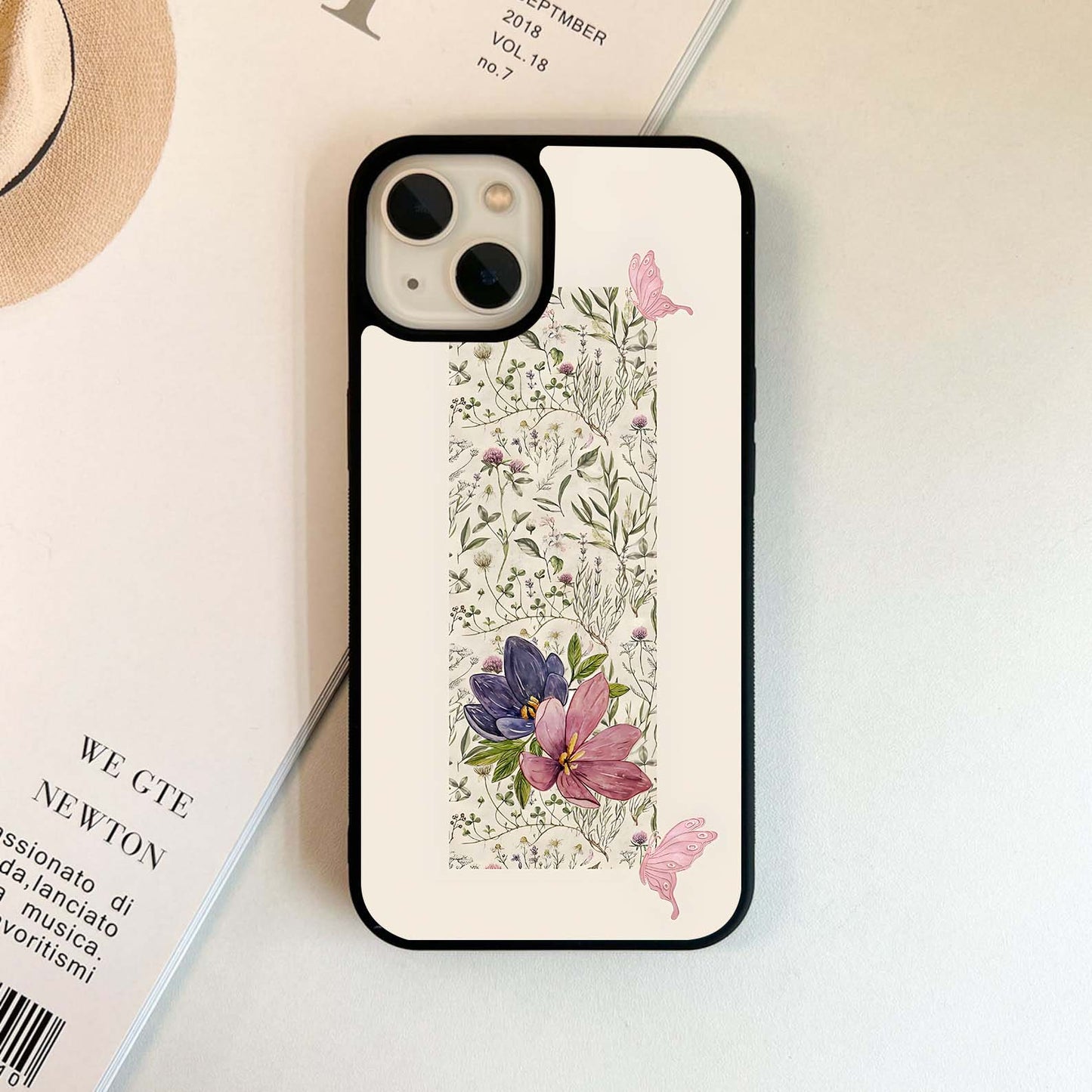 Botanical with Butterflies Glass Case