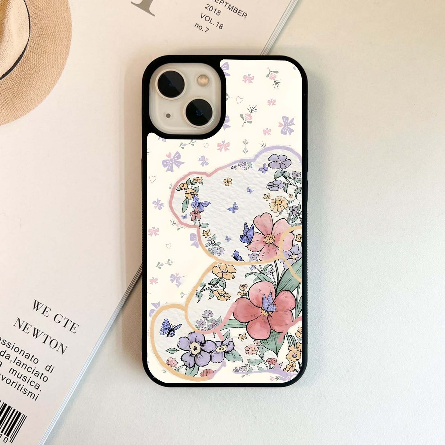 Floral Pooh Bear Glass Case