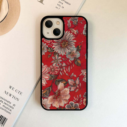 Crimson Bloom Tapestry Glass Case