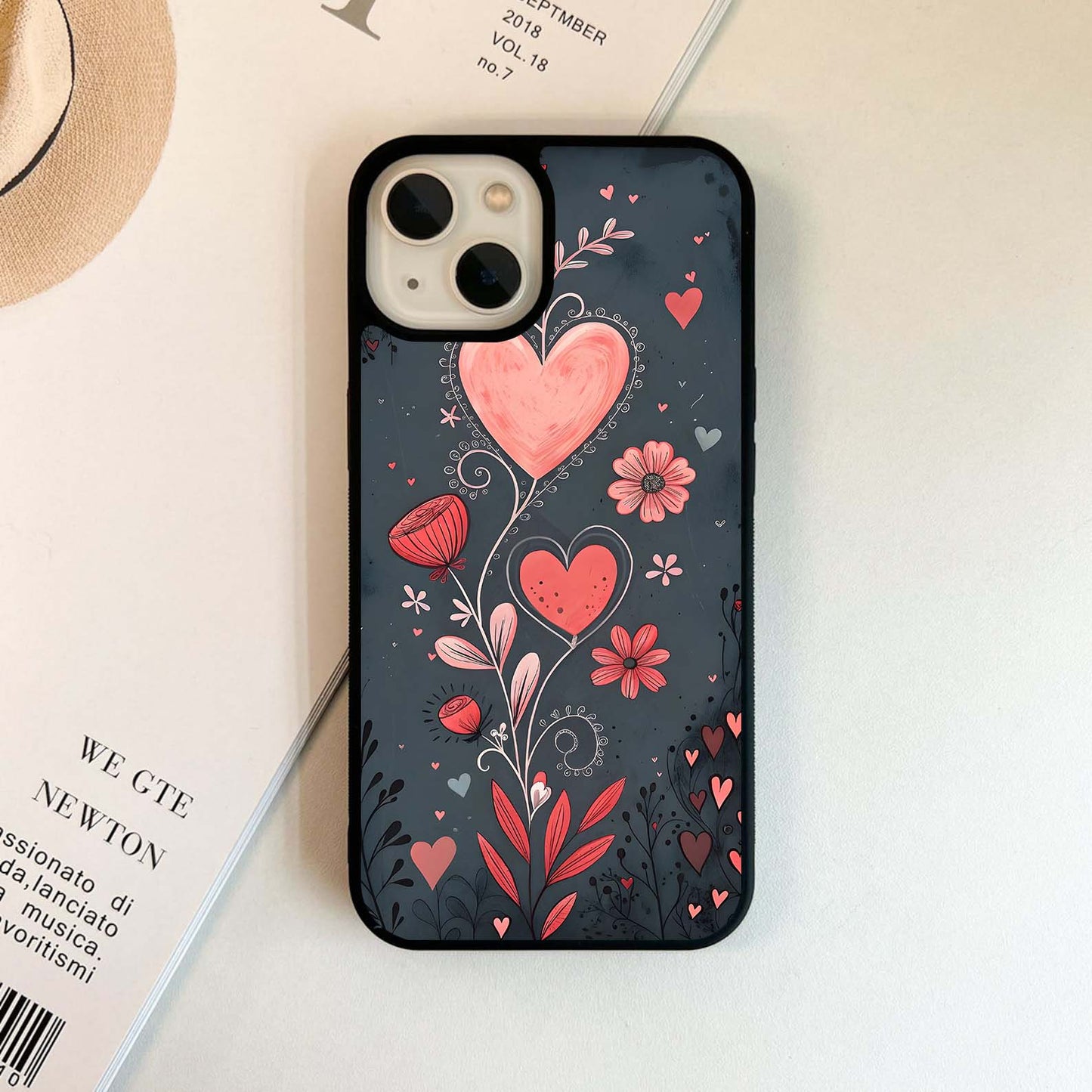 Romantic Garden Hearts Glass Case