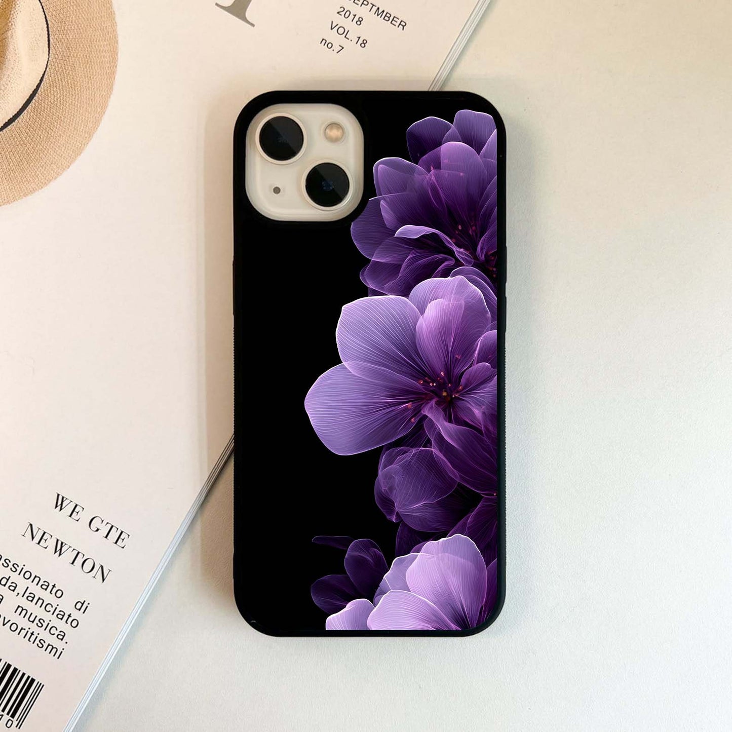 Purple Flower Glow Glass Case