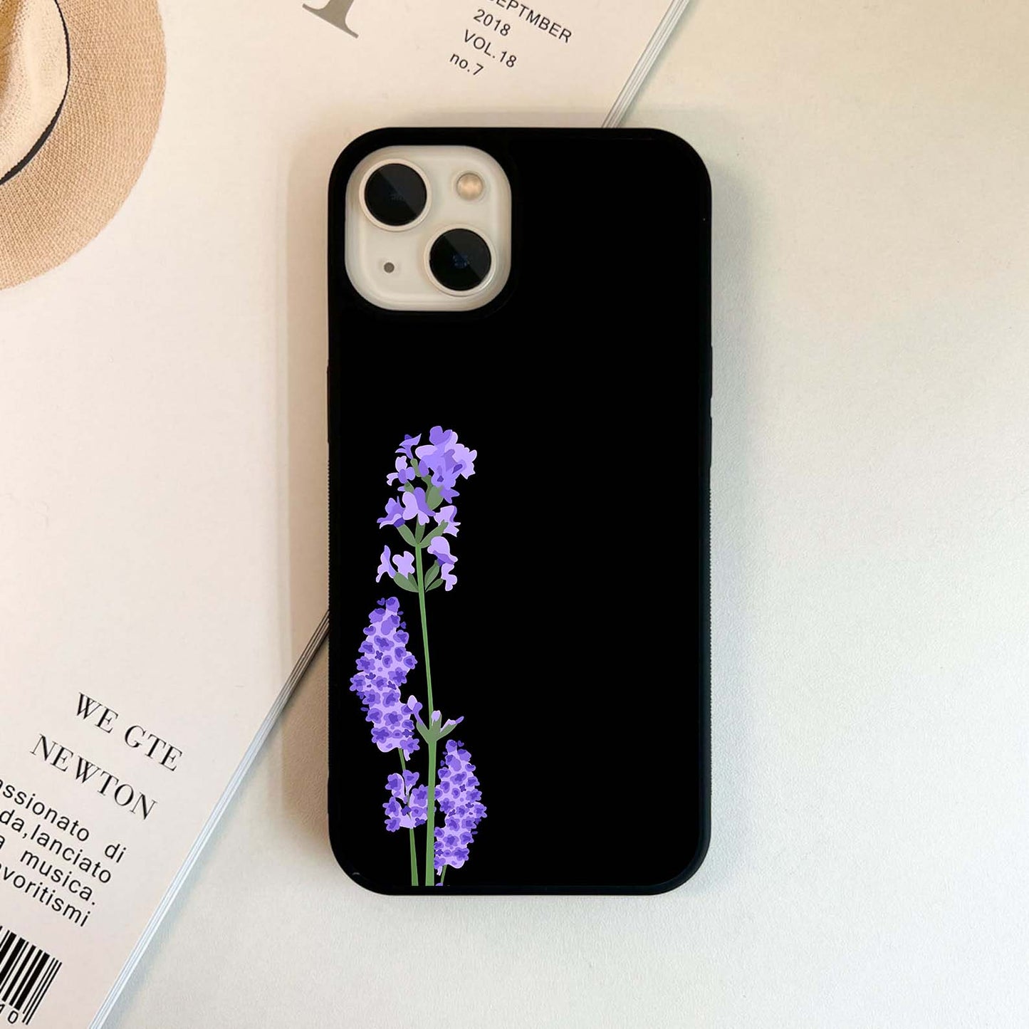 Lavender Bushy Flower Glass Case