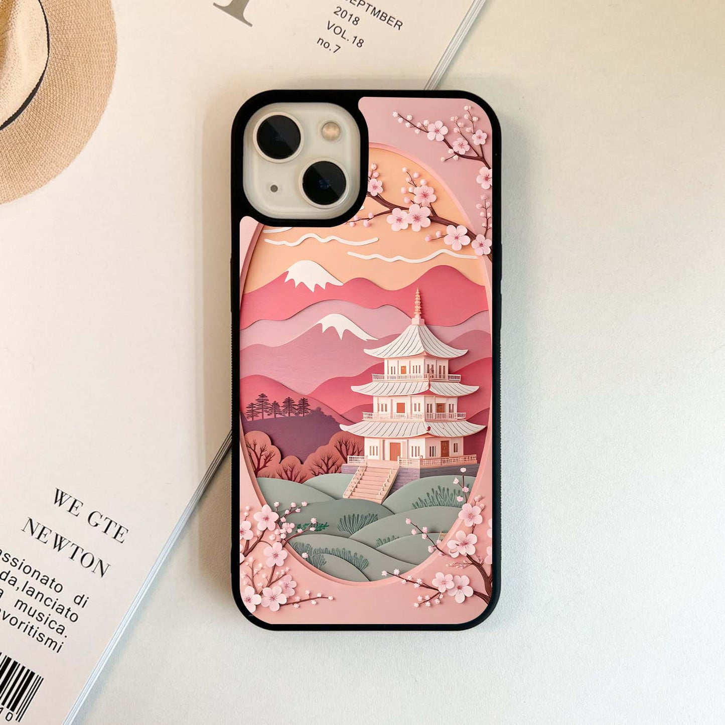 Pink Origami layered Glass Case