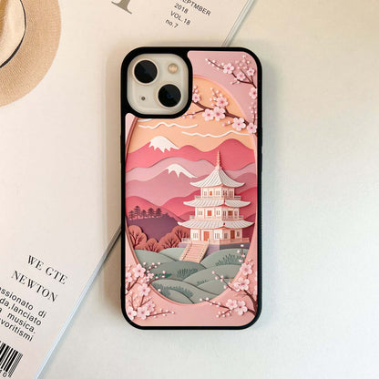 Pink Origami layered Glass Case