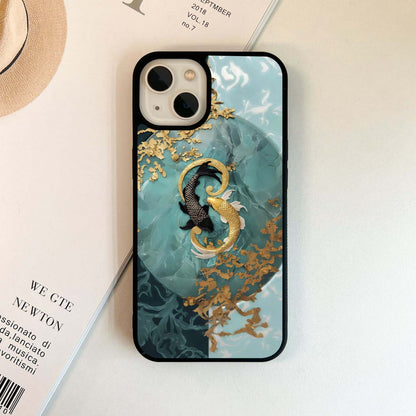Golden Koi Harmony Glass Case