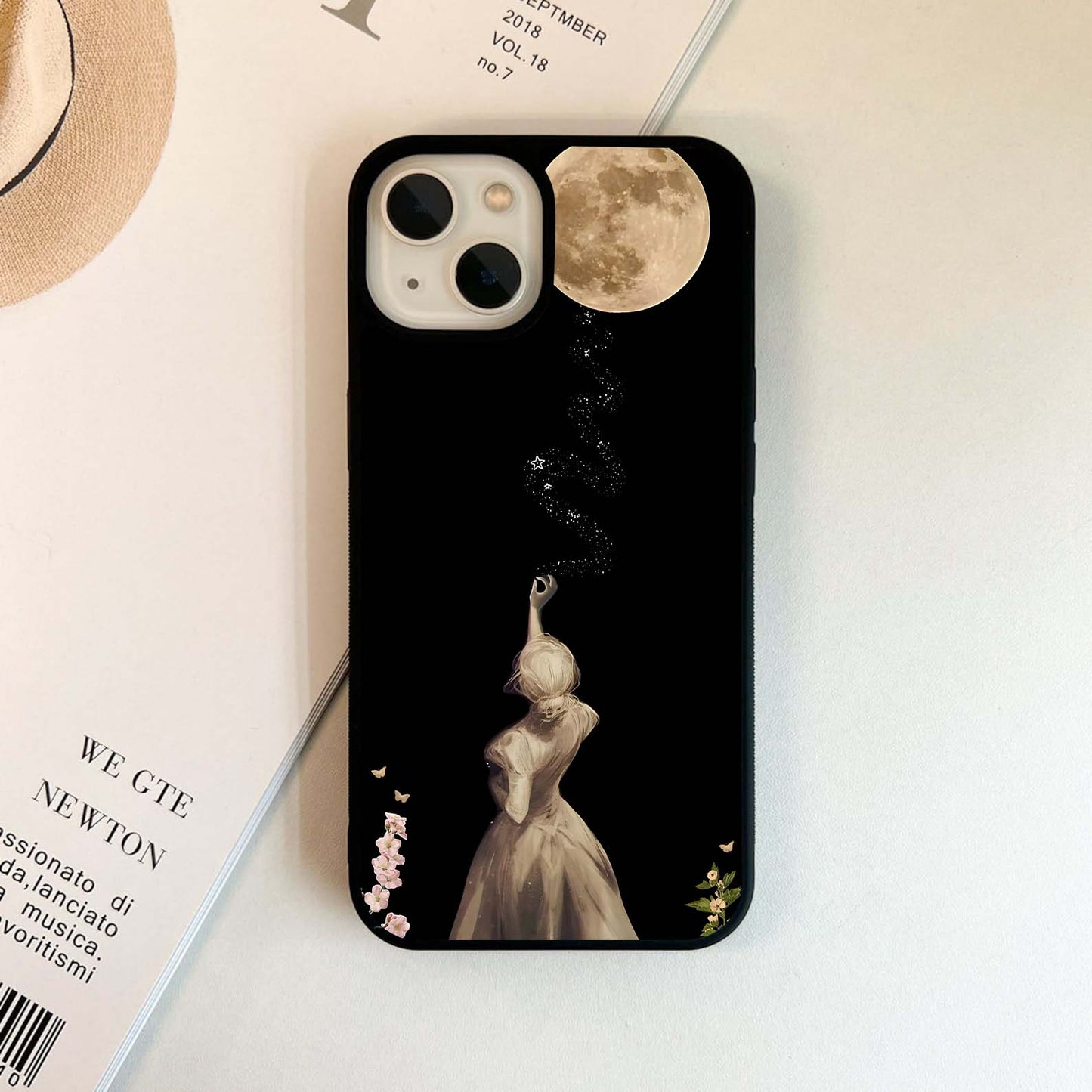 Girl reaching for Moon Glass Case