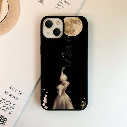 Girl reaching for Moon Glass Case