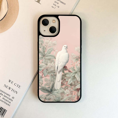 Elegant White Dove Glass Case