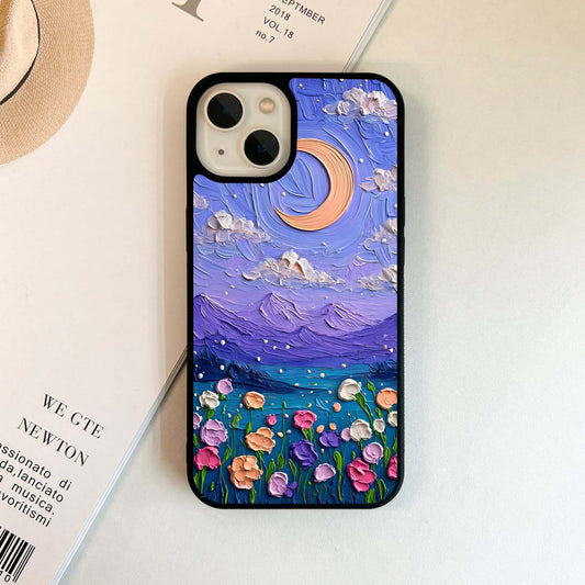 Purple Crescent Moon Glass Case