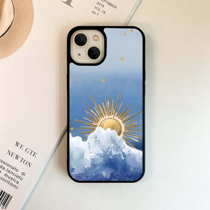 Golden Sun with Clouds Glass Case