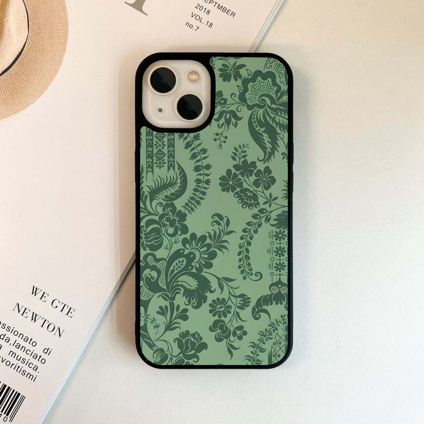 Green Ornate Pattern Glass Case