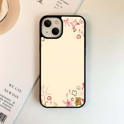 Whimsical Doodle Frame Glass Case