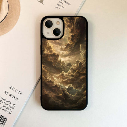 Golden Dark Clouds Glass Case