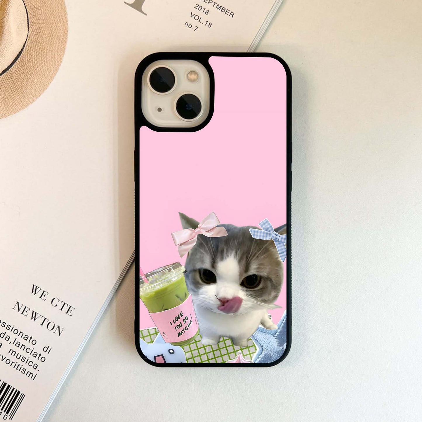 Love Matcha Cat Glass Case