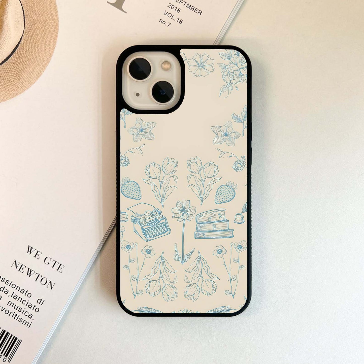 Vintage Ink Bloom Glass Case