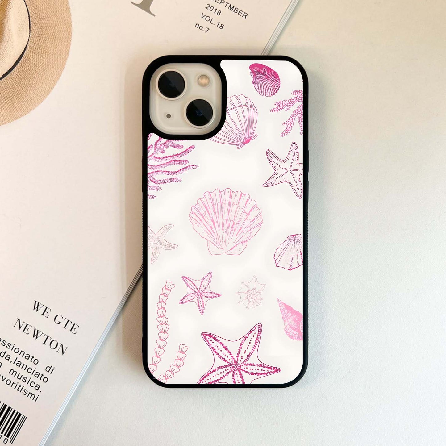 Pink Shell Outline Glass Case