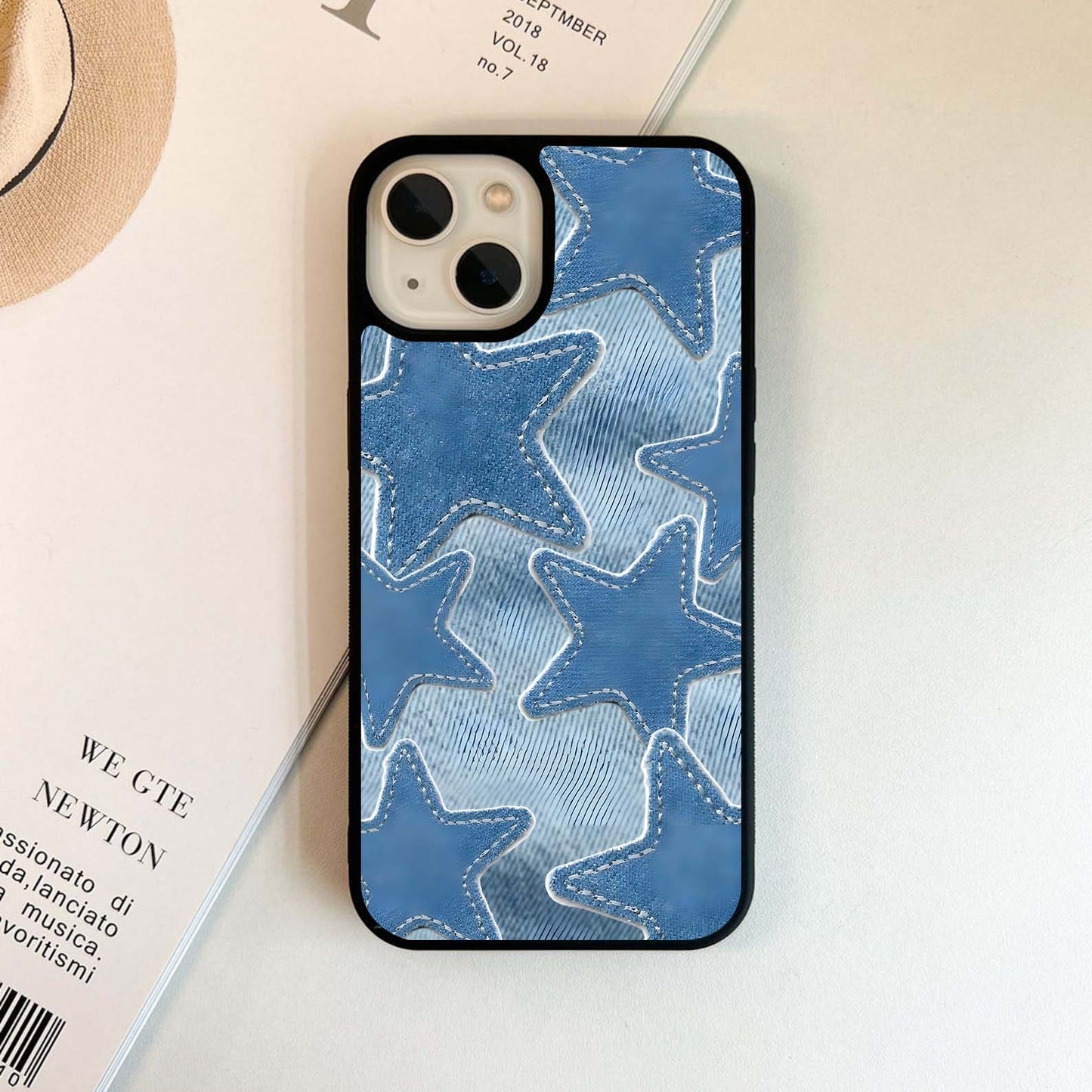 Denim Star Texture Glass Case