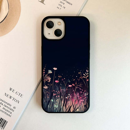 Glowing Flower Silhouettes Glass Case