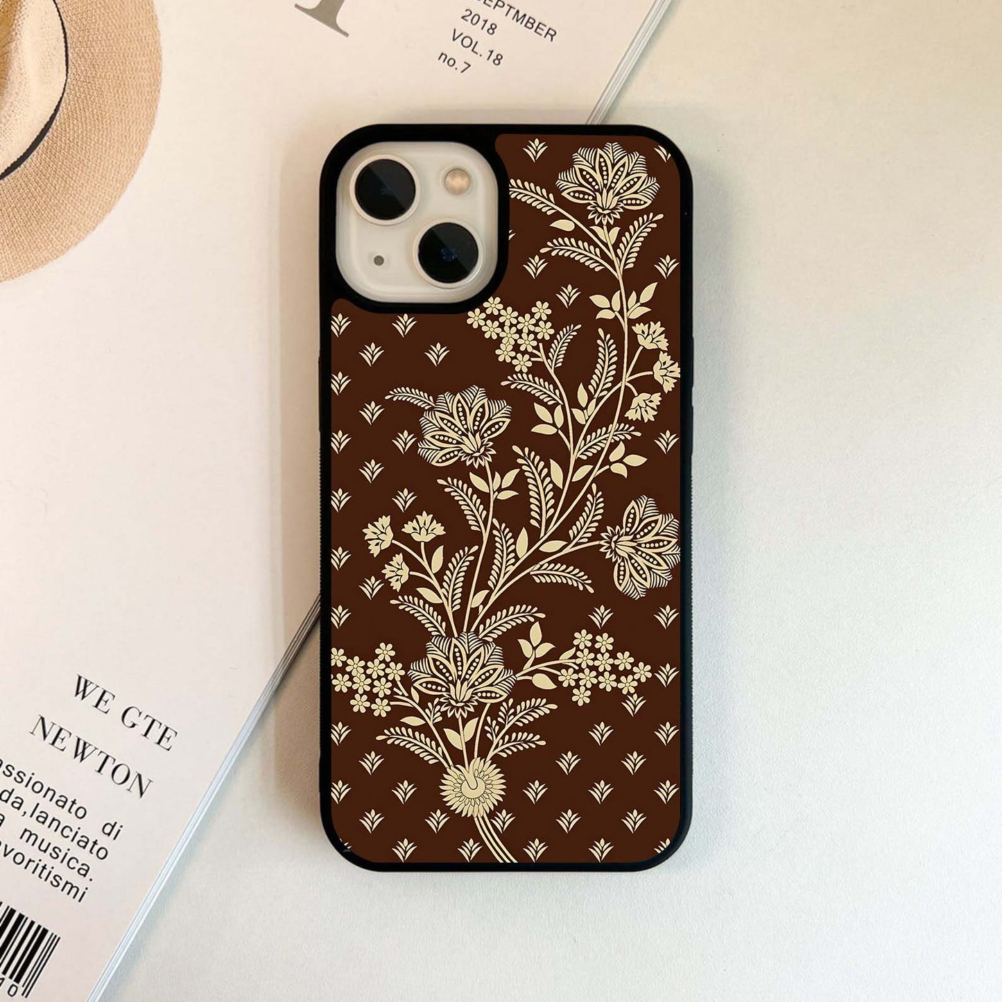 Traditional Brown Print Glass Case