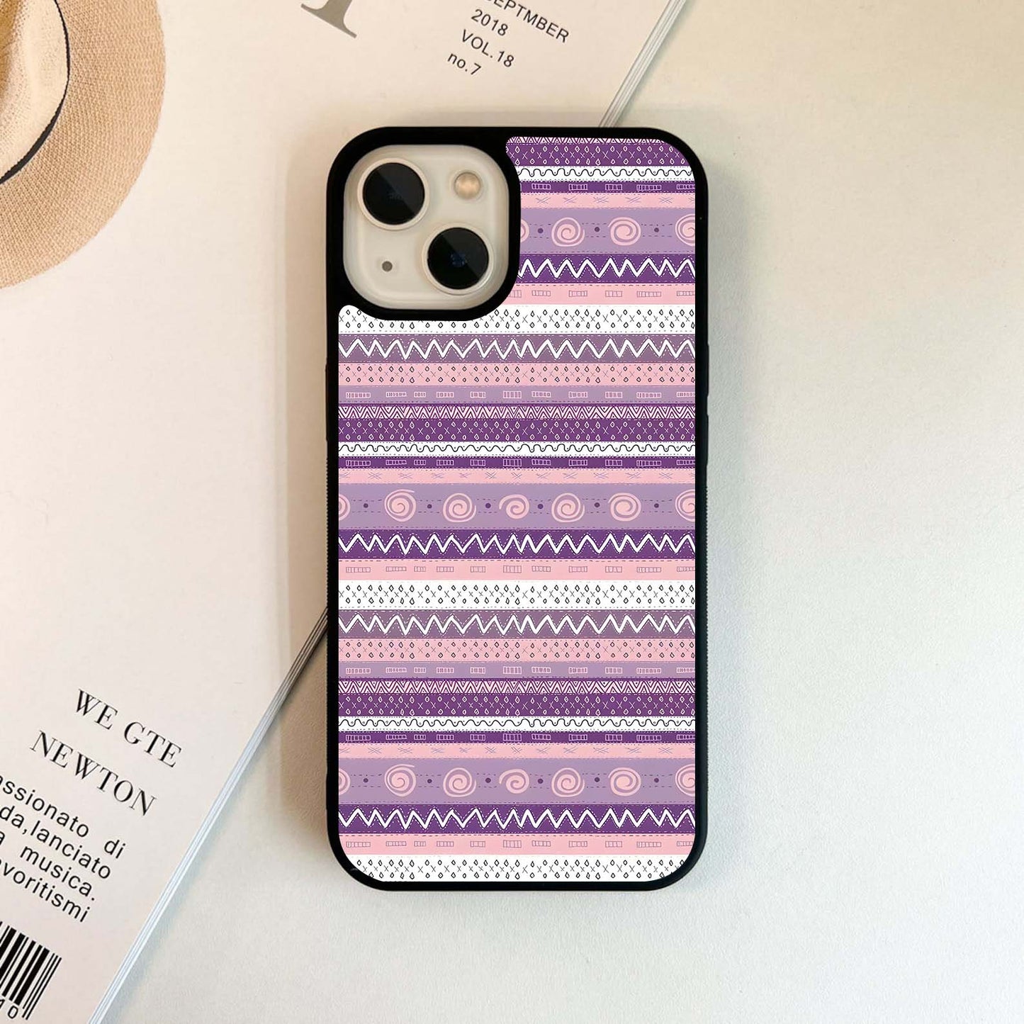 Purple Pattern Stripes Glass Case
