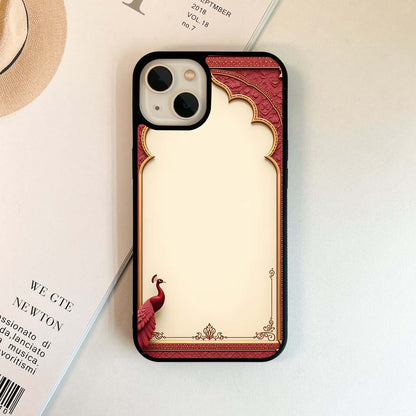 Maroon Mural Birds Glass Case