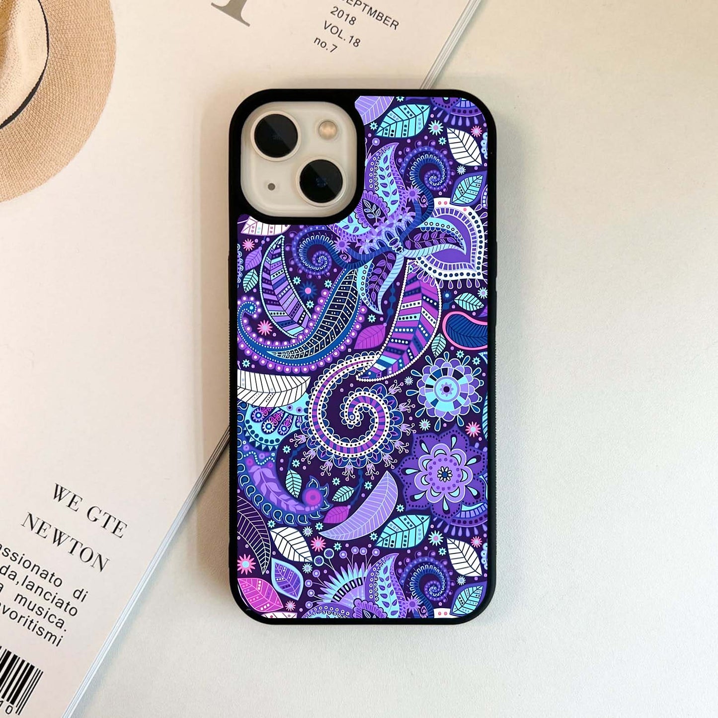 Purple Floral Abstract Glass Case