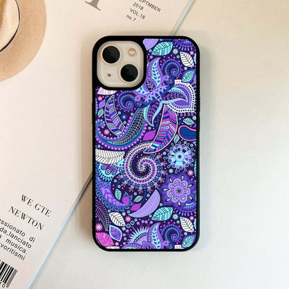 Purple Floral Abstract Glass Case