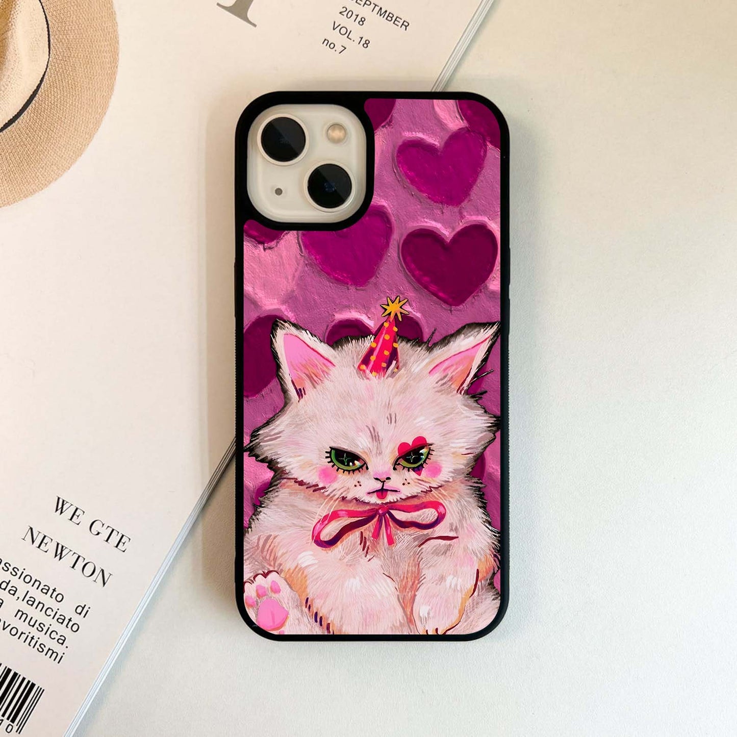 Layered Heart With Cat Glass Case