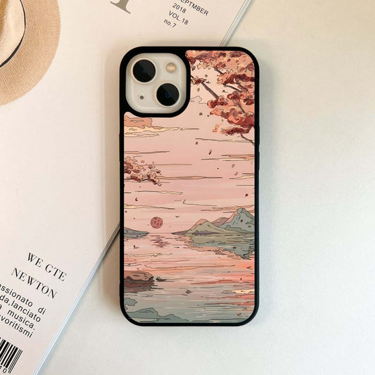 Sunset Over Lake Glass Case