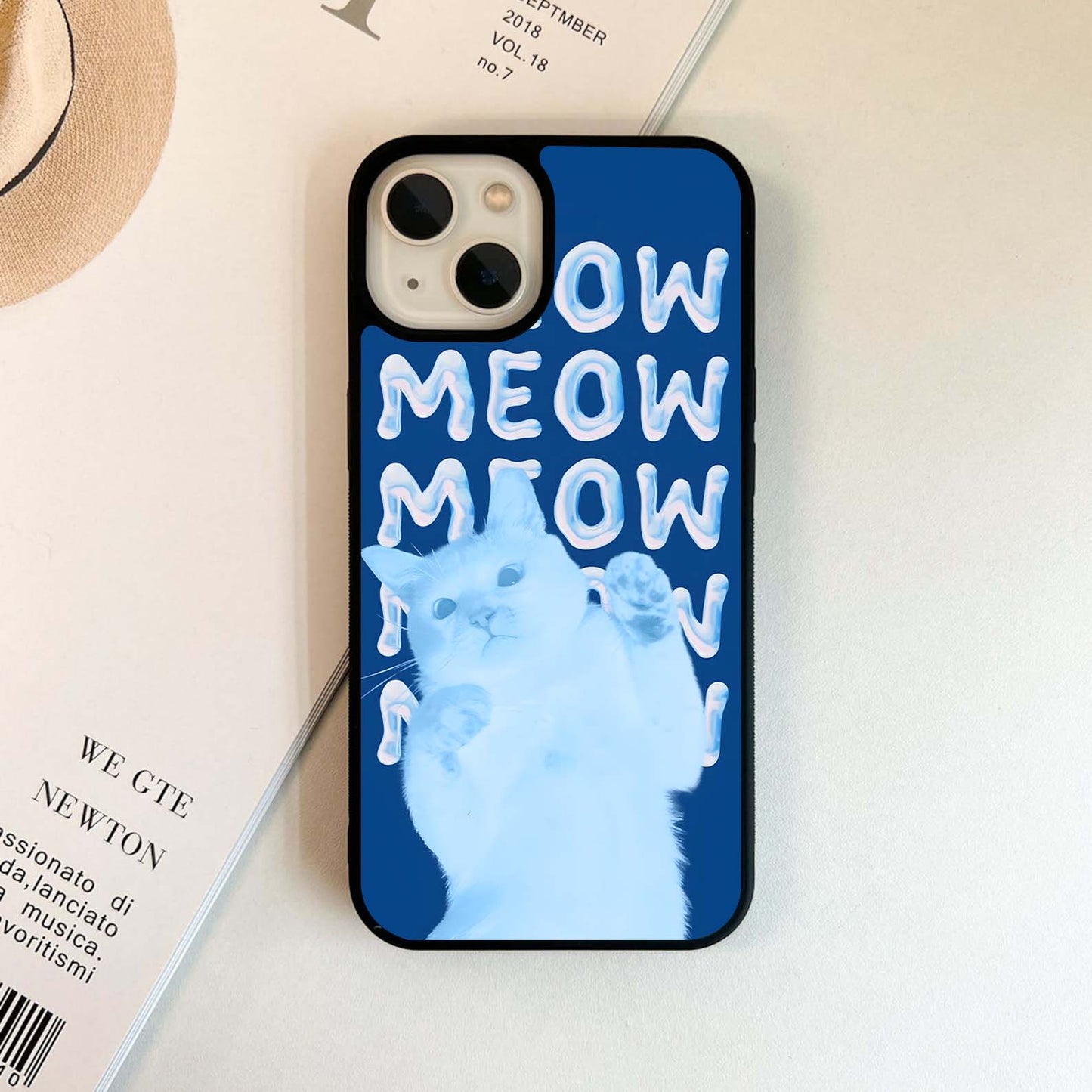 Blue Meow Glass Case