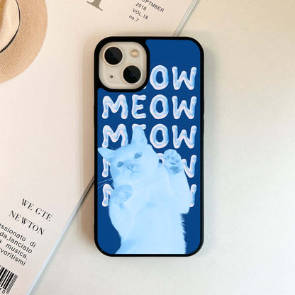 Blue Meow Glass Case