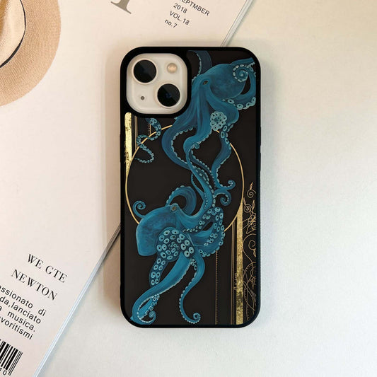 Aqua Octopus Glass Case