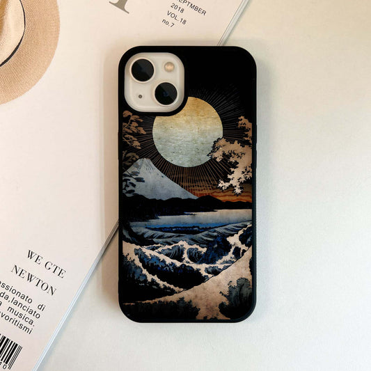 Golden Sun Over Waves Glass Case