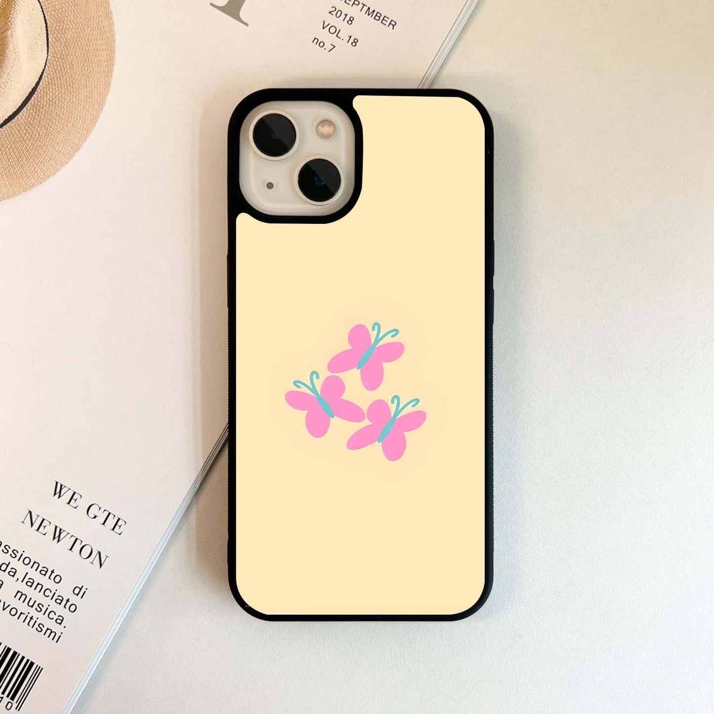 Simple Pink Butterflies Glass Case