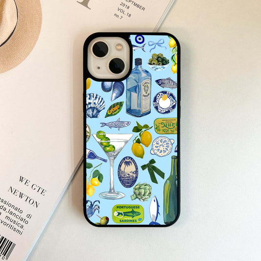 Blue Lemon Collage Glass Case