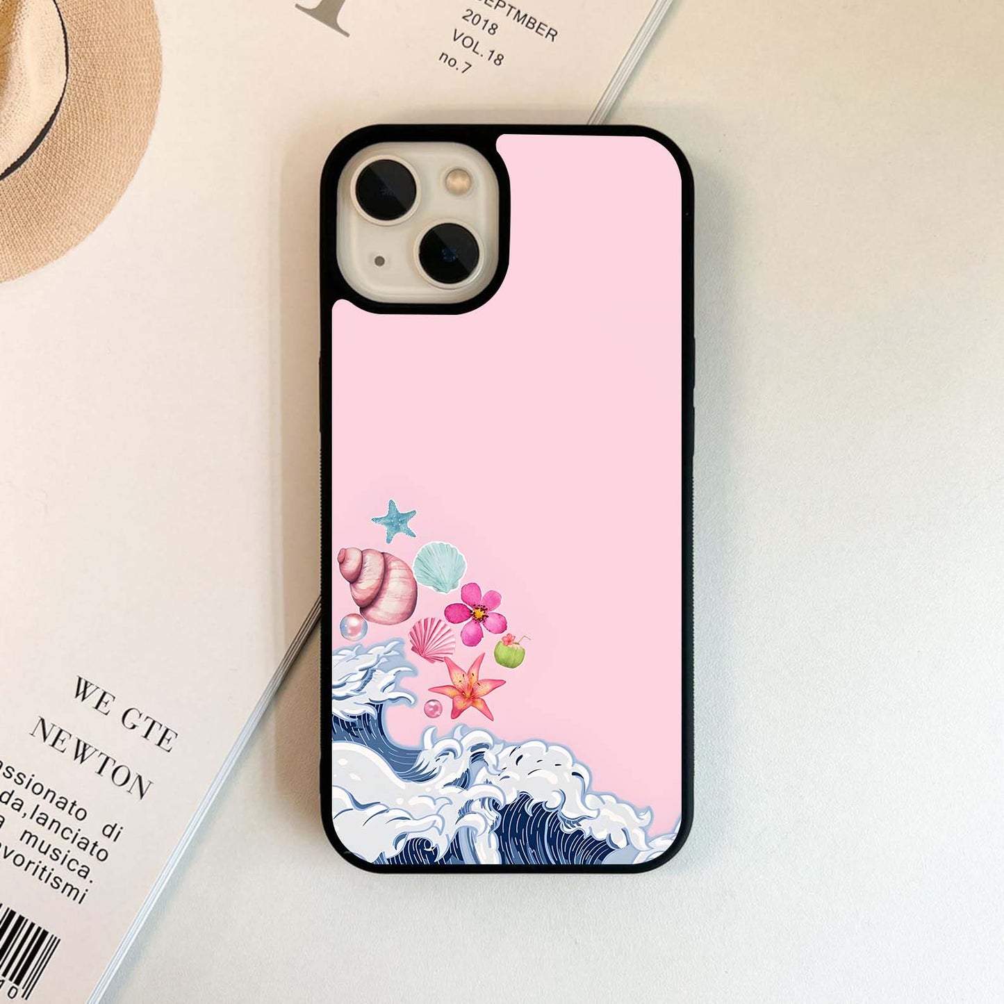 Pink Ocean Bloom Glass Case