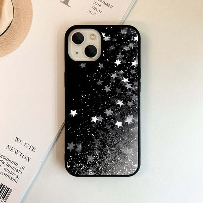 Black Glittering Stars Glass Case