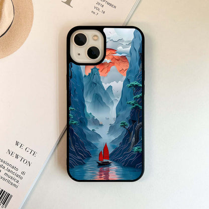 Ocean With Red Sun Glass Case