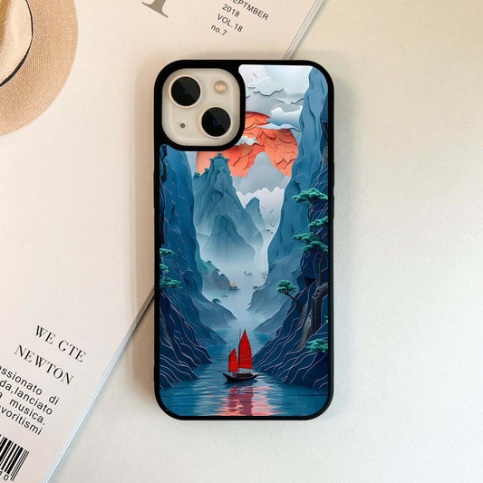 Ocean With Red Sun Glass Case