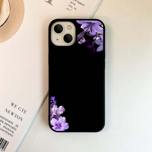 Purple Corner Flowers Glass Case