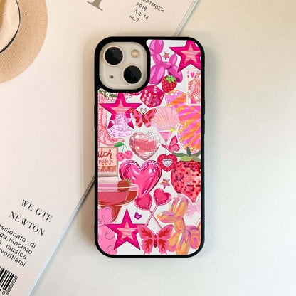 Pink Disco Collage Glass Case