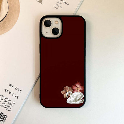 Crimson Swan Bloom Glass Case