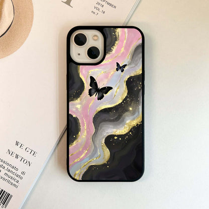 Golden Mist Butterflies Glass Case